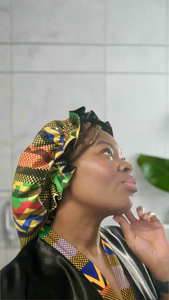 Silk African motif bonnet