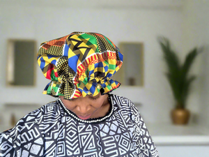 Silk African motif bonnet