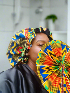 Silk African motif bonnet