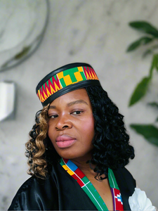 Leather and kente hat