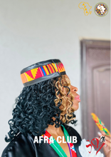 Load image into Gallery viewer, Leather and kente hat