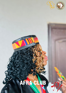 Leather and kente hat