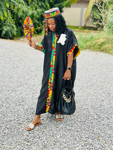 Leather and kente hat