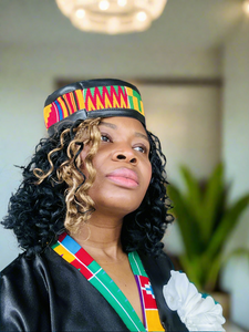 Leather and kente hat