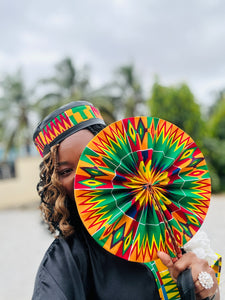 Leather and kente hat