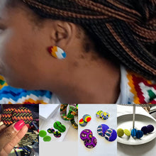 Load image into Gallery viewer, Kente Button Earrings