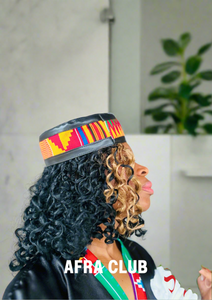 Leather and kente hat