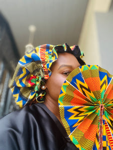 Silk African motif bonnet