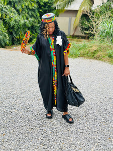 Leather and kente hat