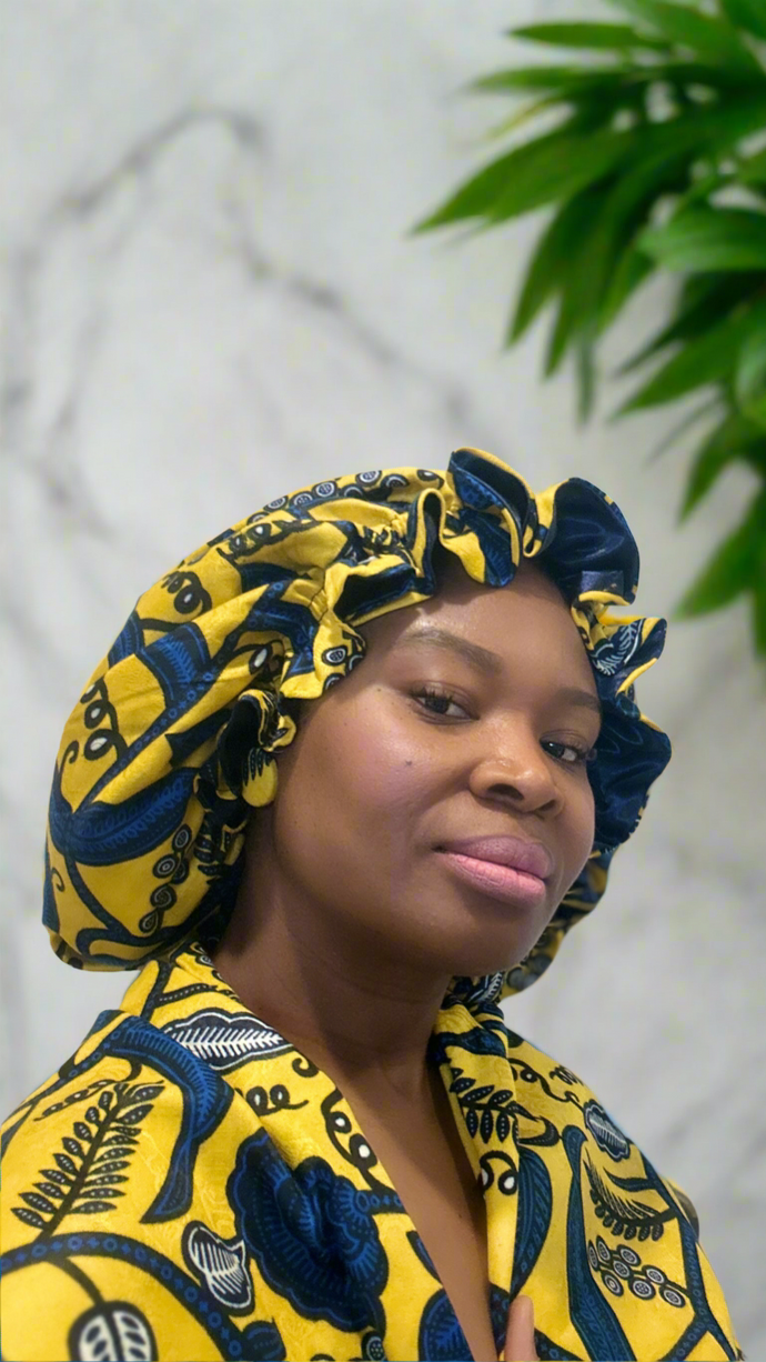 Silk African motif bonnet