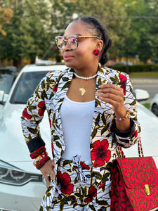 Kente Button Earrings