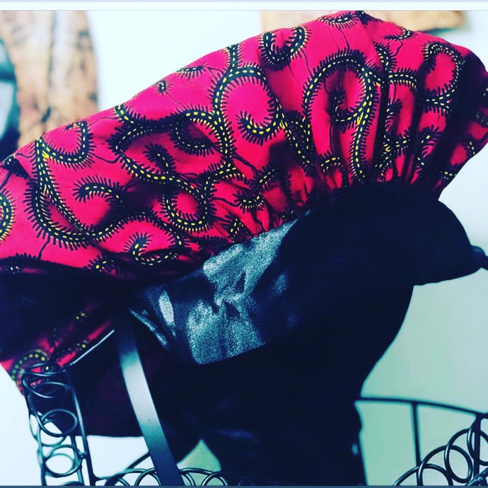 Ankara bonnet with satin edge protective band