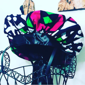 Ankara bonnet with satin edge protective band