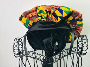 Ankara bonnet with satin edge protective band