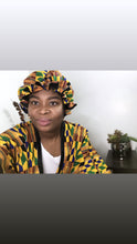 Load image into Gallery viewer, Kente/African print ruffled hair Bonnet