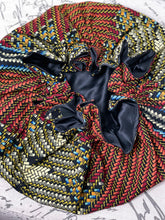 Load image into Gallery viewer, Kente/African print ruffled hair Bonnet